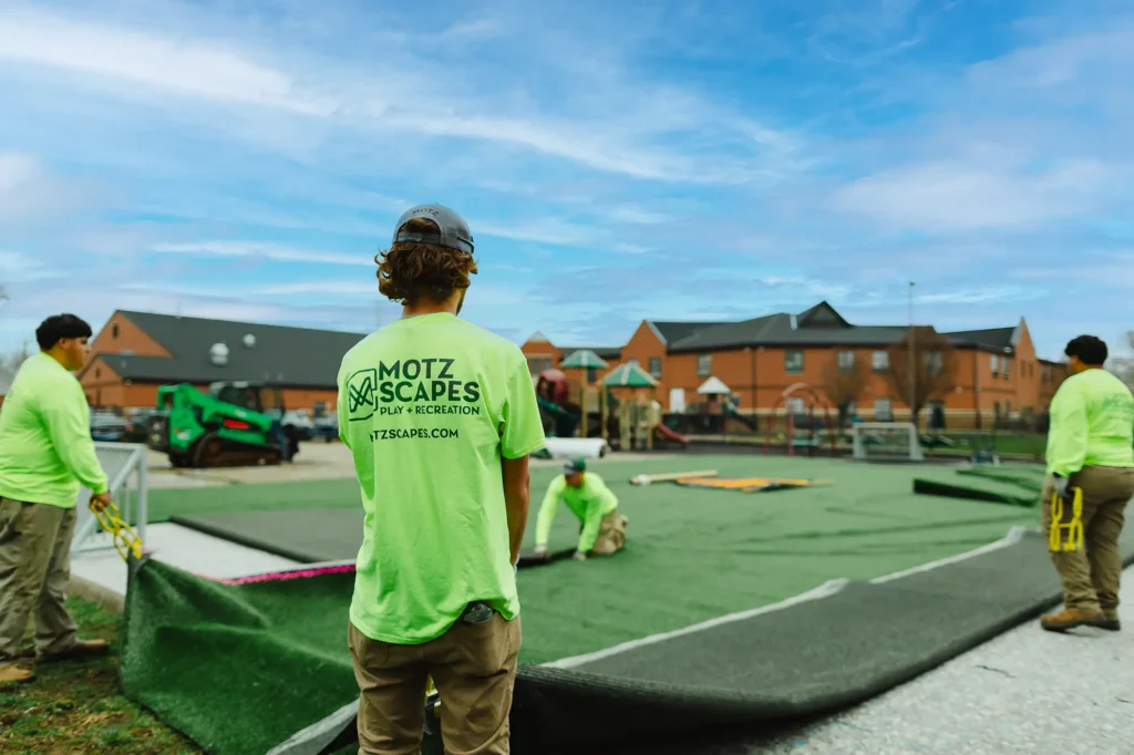 Motzscapes crew working on a playground